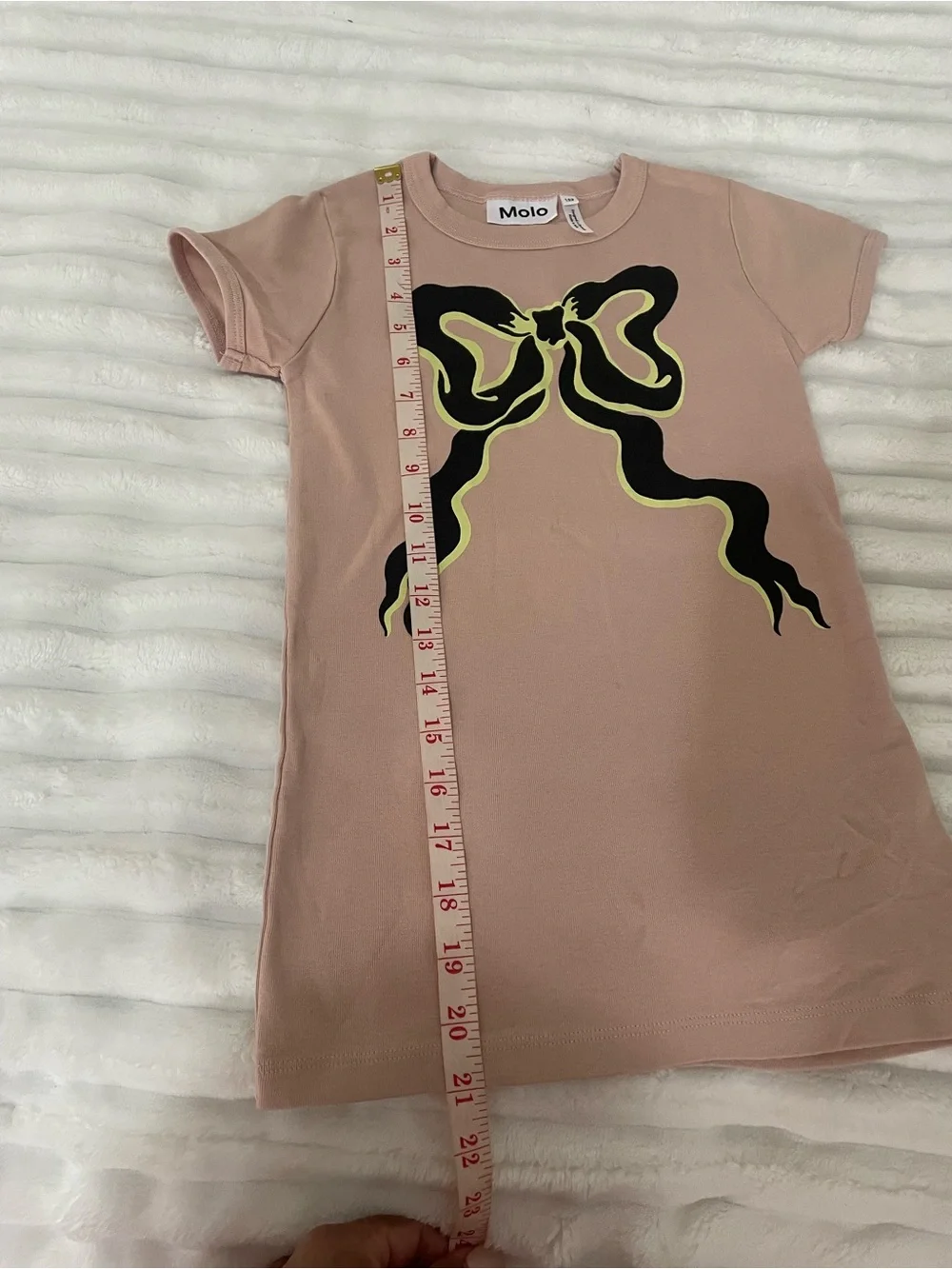 Molo Dusty Pink Tee with Black and Neon Yellow Graphic